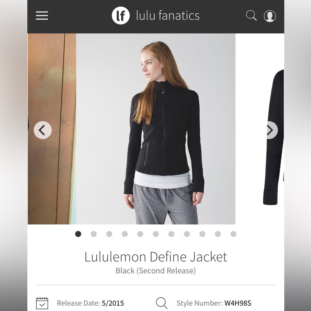 LULULEMON BLACK DEFINE JACKET SIZE 2